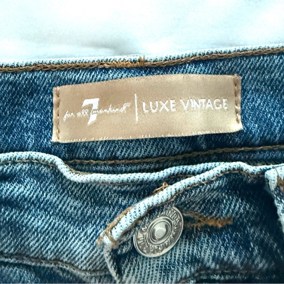 7 For All Mankind Jo Flare Cropped Jeans High Rise Luxe Vintage Kick Flare - Picture 7 of 14